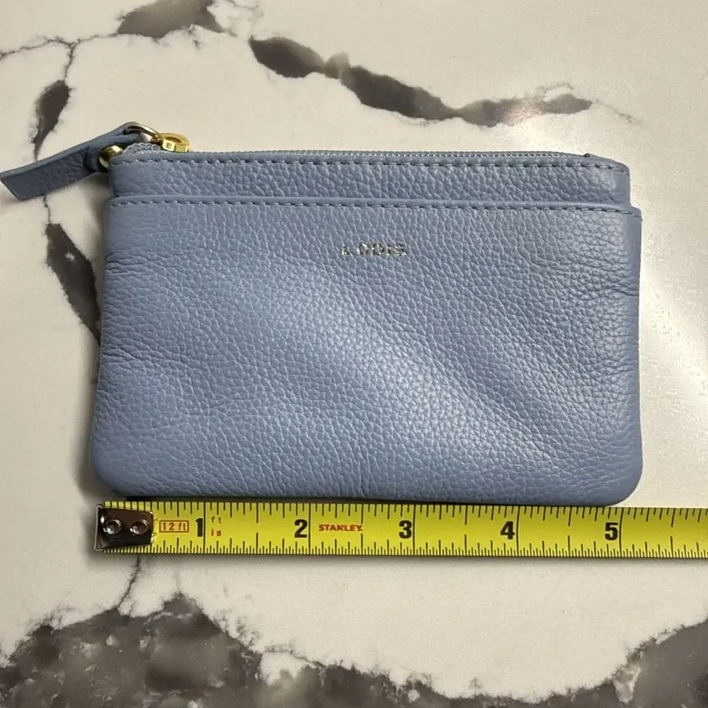 Lodis Women's Blue Leather Coin Change Purse Zipper Closure Wallet